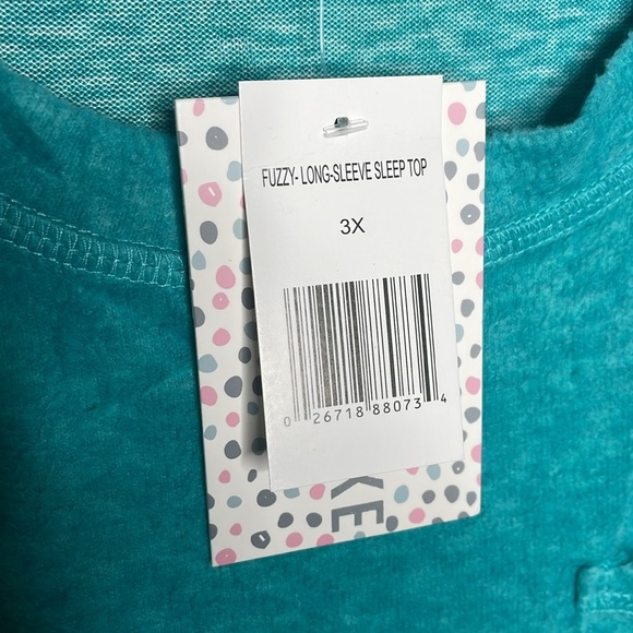 Jaclyn Intimates Fuzzy Luxe Sleep Top Sz 3X teal super soft! NWT long Sleeve - Picture 3 of 8